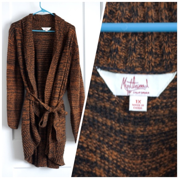 ModCloth Orange/Black Belted Sweater