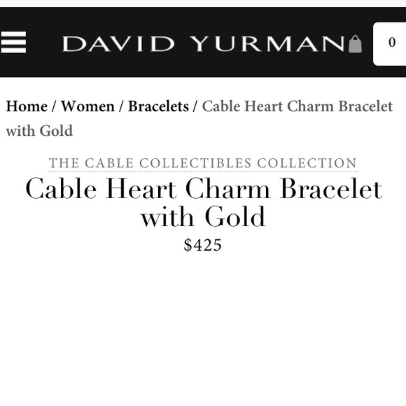 David Yurman Cable Heart Charm Bracelet - Picture 2 of 4