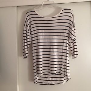 White H&M shirt with Black Stripes.