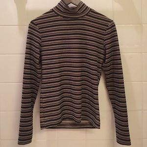 90s Grunge Striped Turtleneck