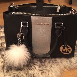 Michael Kors purse with faux fur Pom Pom