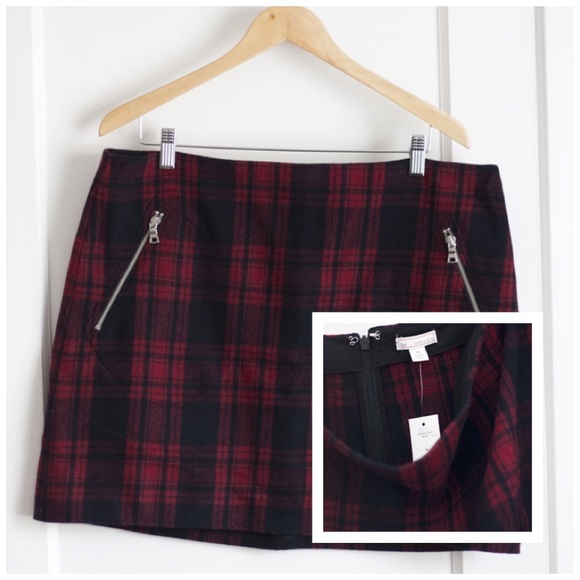 Gap Red Plaid Wool Mini Skirt