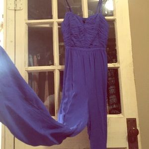 Forever21 blue spaghetti strap pants jumpsuit