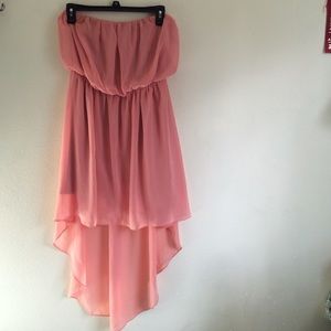 Light pink strapless high low dress