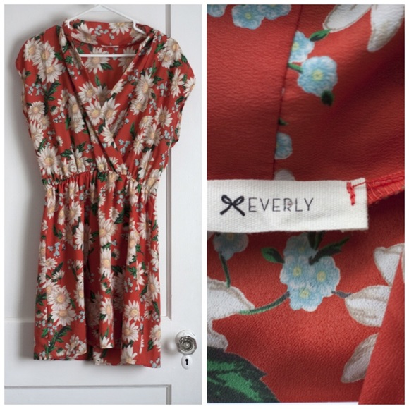 Daisy-Patterned Orange Dress