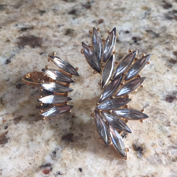 Bauble Bar silver jeweled ear cuff