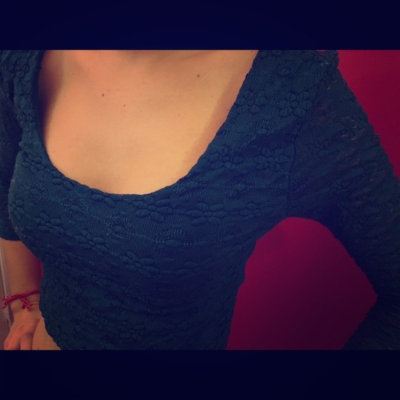 Urban Outfitters Teal Long-sleeve Crop