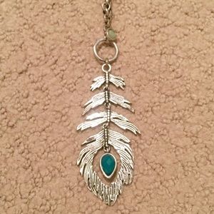 Lucky Brand Silver Feather Necklace