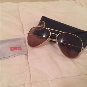 AUTHENTIC REAL Brown and Gold Ray-Ban Aviators