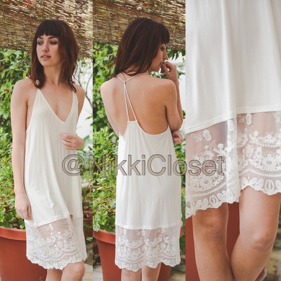 Ivory Cami tank lace extender Tunic top dress - Picture 3 of 3