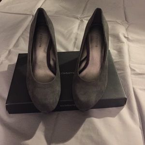 Grey suede heels
