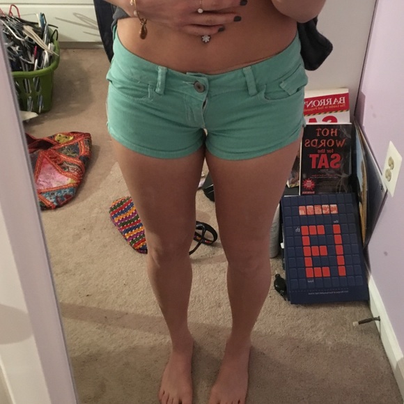 Sea foam green/Aqua American eagle jean shorts