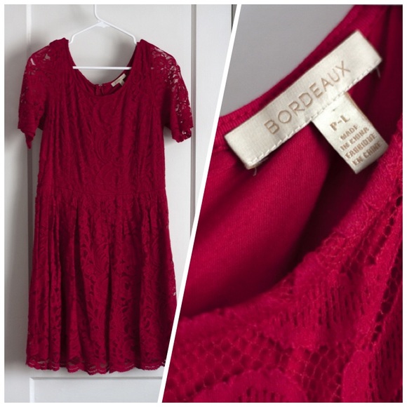 Anthropologie Red Lace Dress