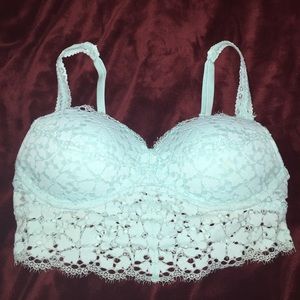 VS Pink Baby Blue Lace Push Up Bralette