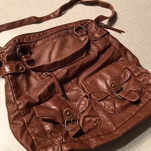 Casual brown faux leather bag