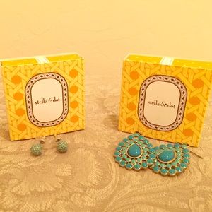 Two pair of Stella & Dot turquoise earrings