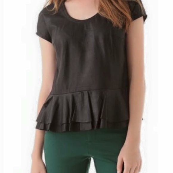 Cut 25 Leather Peplum Top