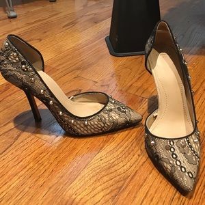 Exquisite Zara studded lace look heels