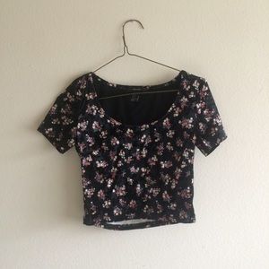 Forever 21 velvet floral crop top