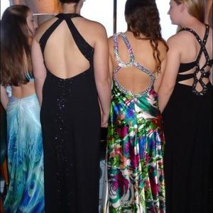 Black open back formal dress