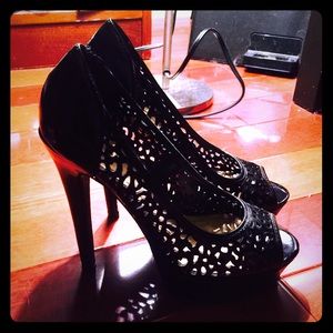 Black laser cut heels