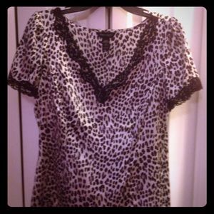 White House/Black Market cheetah top with lace