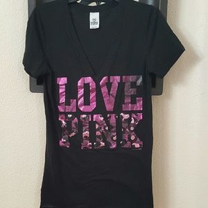 Victoria's Secret Pink black v neck sz. Large
