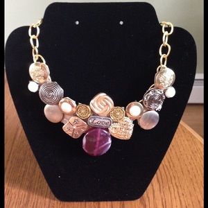 Vintage button statement necklace