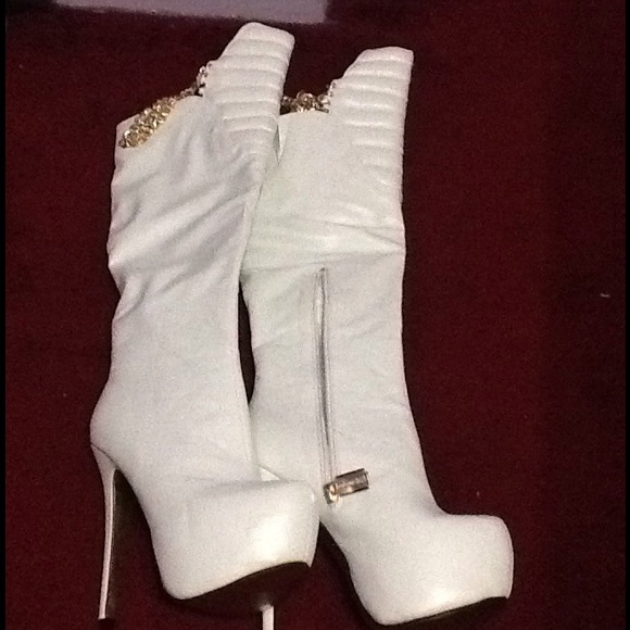 White Boots/Heels w/ chain