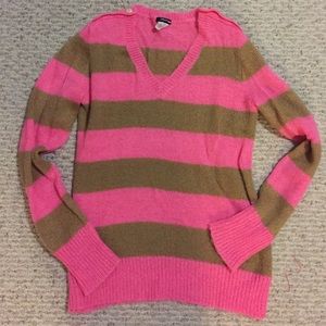 J. Crew pink and tan stripe mohair blend sweater!