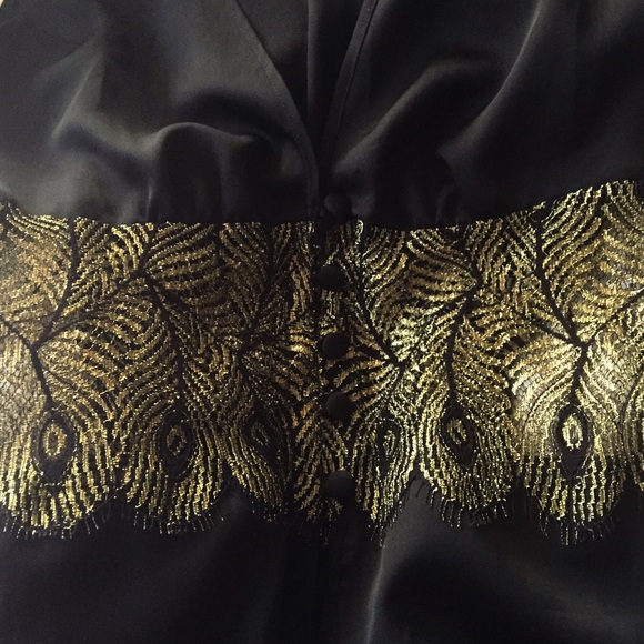 Boutique Dresses - Gold Lace Feather Satin Kimono Duster Robe Boutique Dresses - Gold Lace Feather Satin Kimono Duster Robe