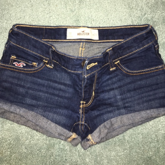 Hollister dark-wash denim cuffed shorts