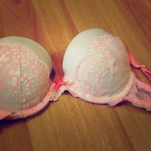 Pink Lacey Victoria's Secret Push Up Bra