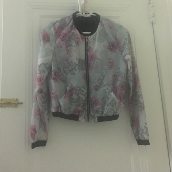 Cute pastel floral printed jacket