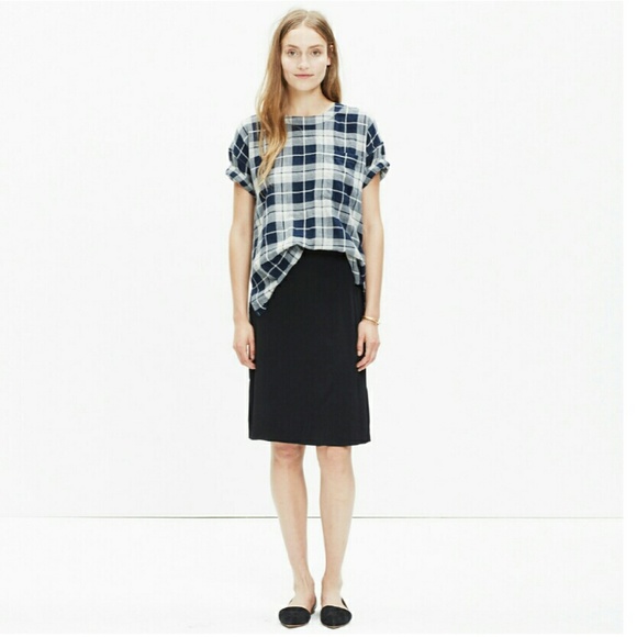 Madewell black midi crepe skirt