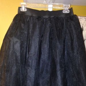Black knee length layered tulle skirt