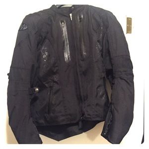 Women's large motorcycle jacket and small gloves