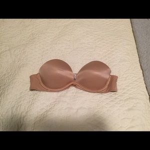VS beige strapless bra with gel inserts