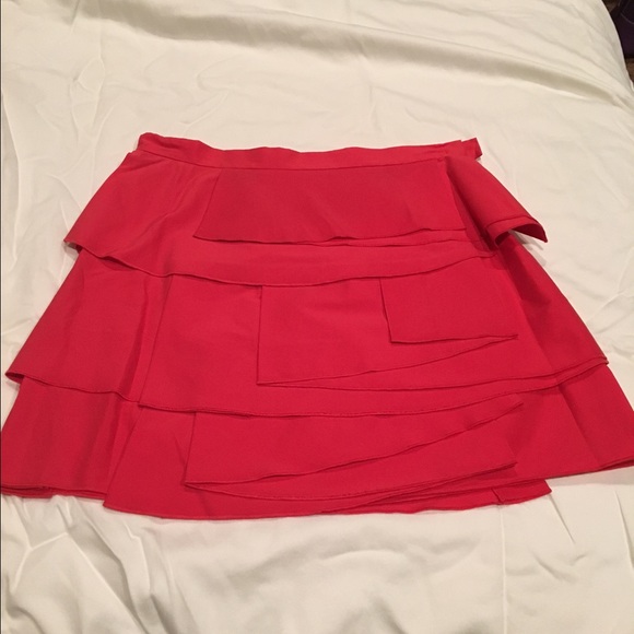 BCBG Max Azria Poppy Red Tiered Skirt 4 - Picture 1 of 1