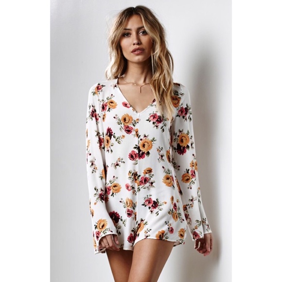 Floral Open Back Romper{previously sold at Pacsun} - Picture 2 of 2