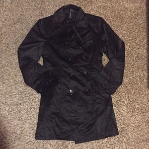 Black satin trench