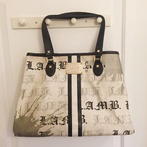Large tote bag white black silver splatter paint
