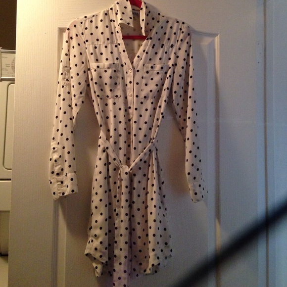 Polka dot portofino shirt dress