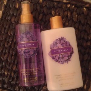 Love spell body spray and lotion