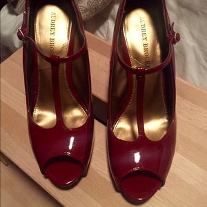 Audrey Brooke Patent Leather Peep toe Heels