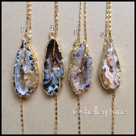 Gold Druzy Tie Necklace - Picture 3 of 4