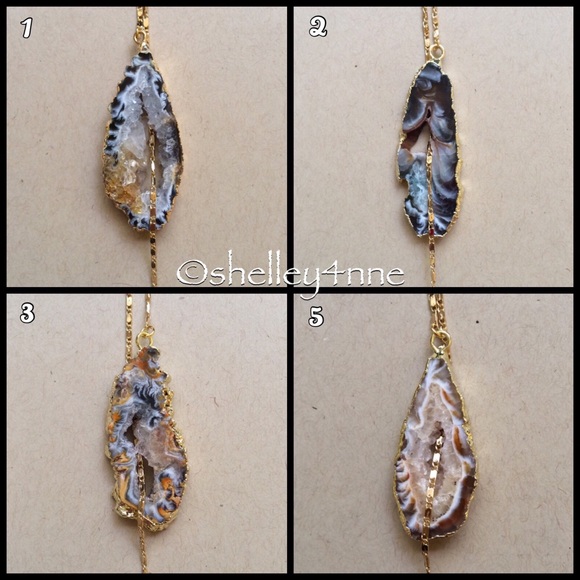 Gold Druzy Tie Necklace - Picture 4 of 4