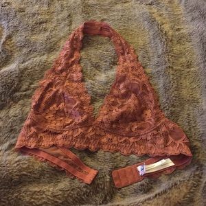 Free People lace halter bra copper rust small