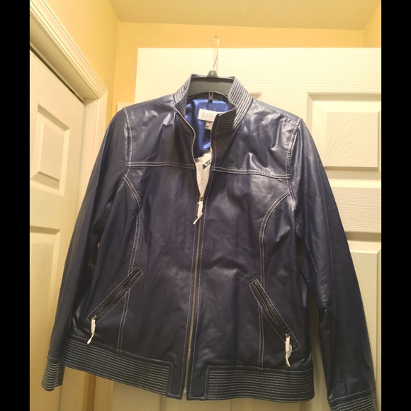 Brand new navy leather jacket!!