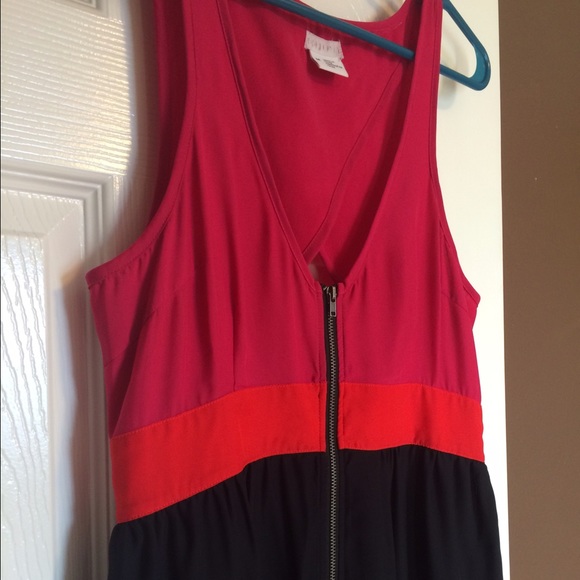 dress with zip up front and cut out back details